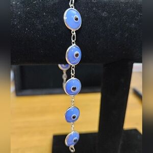 78. 925 Sterling Silver Periwinkle Evil Eye Bracelet